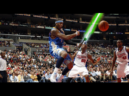Carmelo Anthony, seen here in a screencap of his new sci-fi movie debut: 